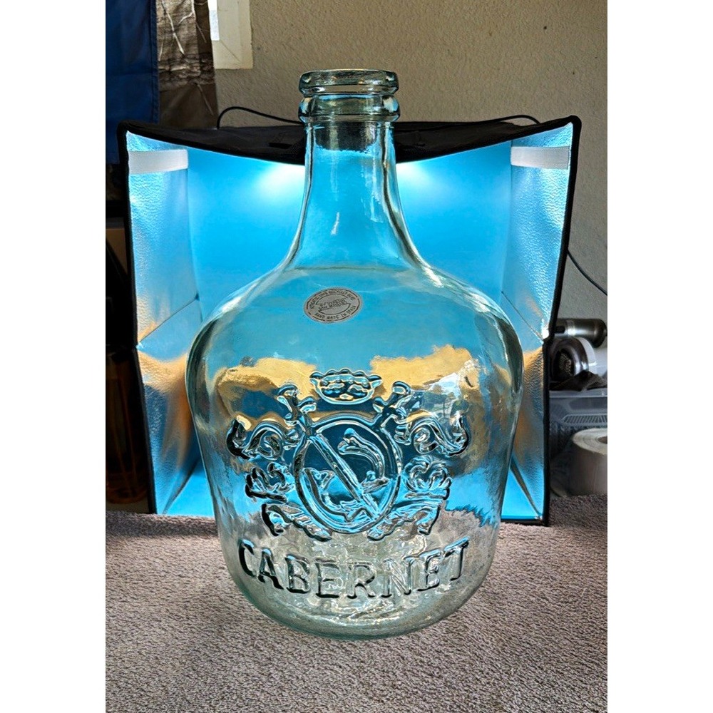 Large Embossed Clear Glass Cabernet Bottle Jug Decorative Bottle